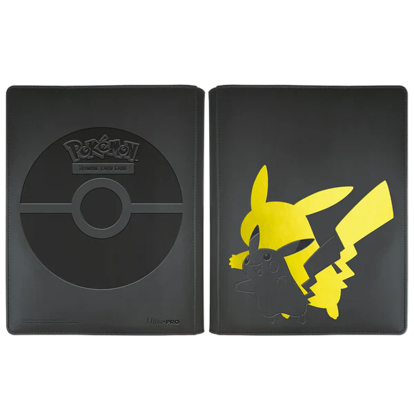 Elite Series Pokémon Pikachu 9-pocket zippered binder for trading cards.