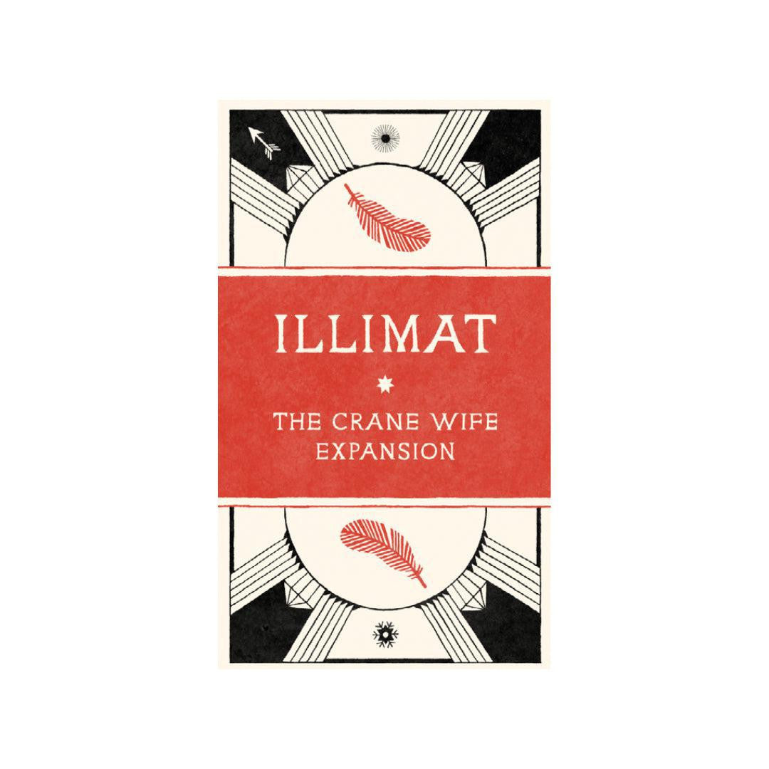 Illimat Expansion The Crane Wife Set box with red feather, geometric patterns, and Luminary cards.
