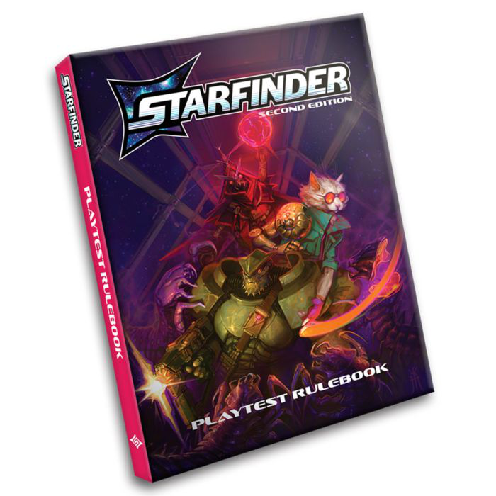Starfinder 2E: Playtest Rulebook featuring sci-fi characters and creatures for science-fantasy roleplaying.