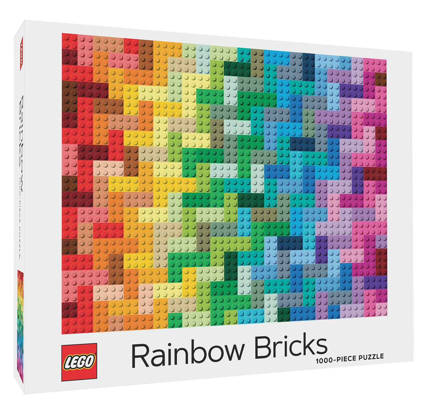 LEGO Rainbow Bricks Puzzle, 1000 pieces, features a gradient rainbow brick design.