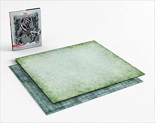 Two double-sided D&D Adventure Grid mats and a hardcover Dungeons & Dragons book.
