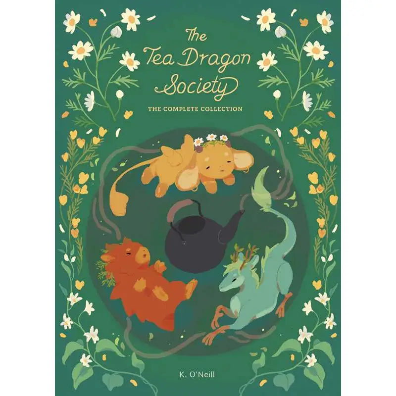 Tea Dragon Society Box Set featuring cover art with three cartoon dragons circling a black teapot.