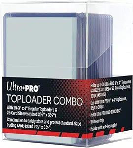 Top loader combo set with sports card sleeves and storage for standard-sized trading cards.