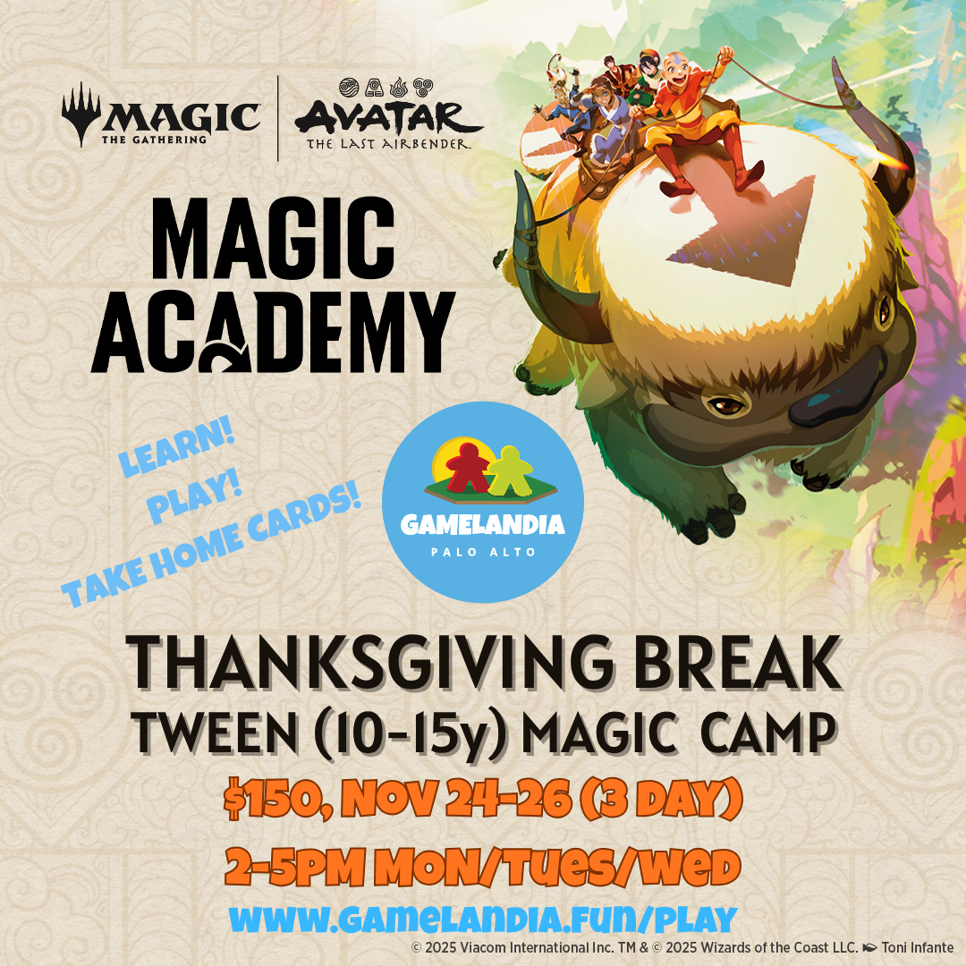 Flyer for PREPAY Thanksgiving Break Tween Magic The Gathering Camp (ages 10-15), Mon-Wed.