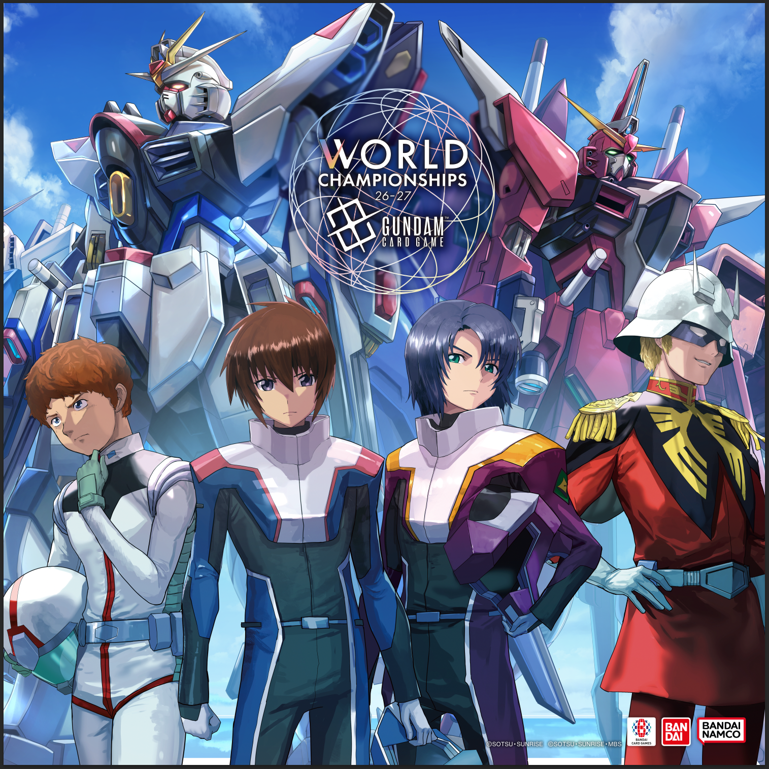 Gundam Store Championship logo with four anime characters and two giant Gundams in the background.