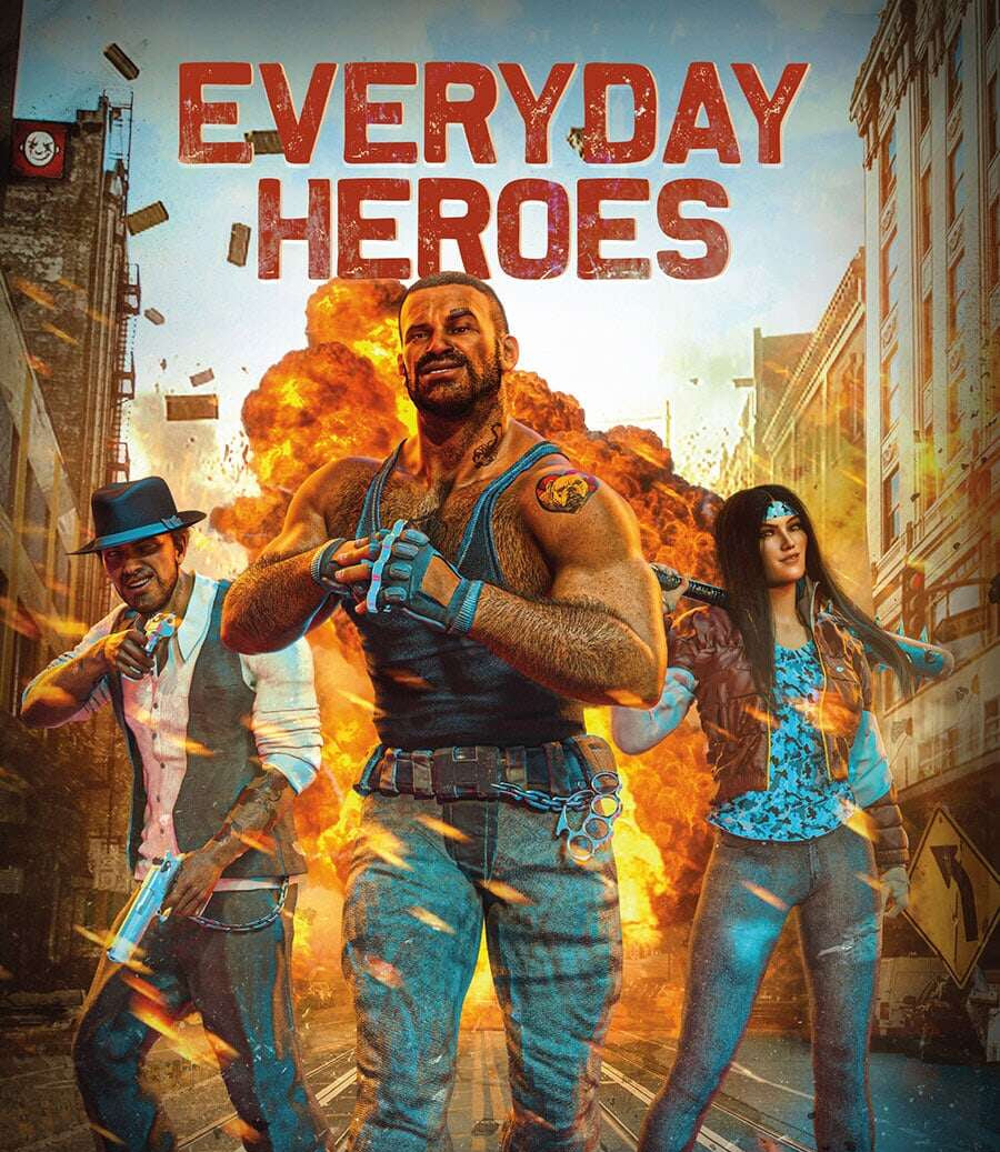 Everyday Heroes RPG, Free RPG Day event at 11:30 am; three heroes shown with city explosion in background.