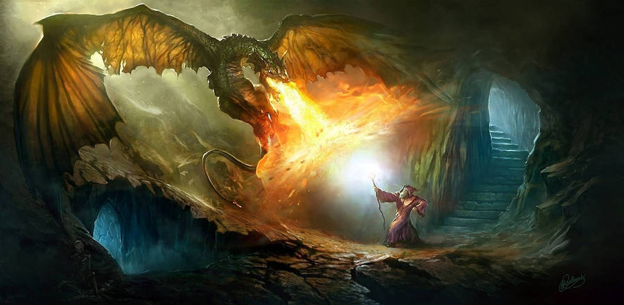 D&D 5E Learn to Play event for ages 16+, featuring a wizard battling a dragon, scheduled at 7:30pm.