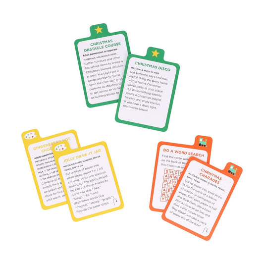 Busy Ideas for Bored Kids: Christmas Edition with 5 activity cards for screen-free holiday play.