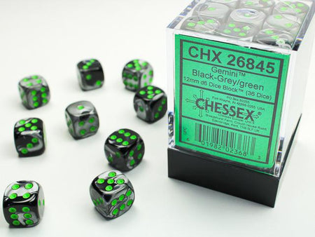 Chessex D6 Dice Block 12mm Gemini® (36 dice)