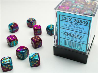 Chessex D6 Dice Block 12mm Gemini® (36 dice)