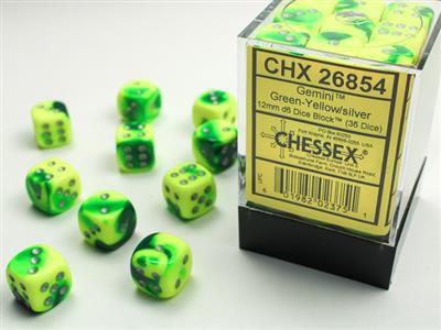 Chessex D6 Dice Block 12mm Gemini® (36 dice)