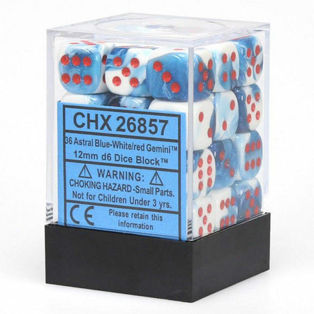 Chessex D6 Dice Block 12mm Gemini® (36 dice)