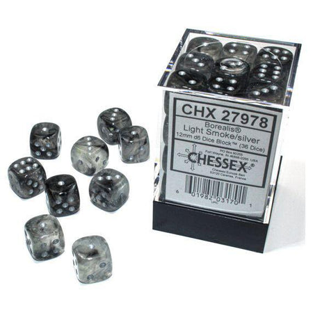 Chessex Borealis Luminary 12mm d6  Dice Block (36 dice)