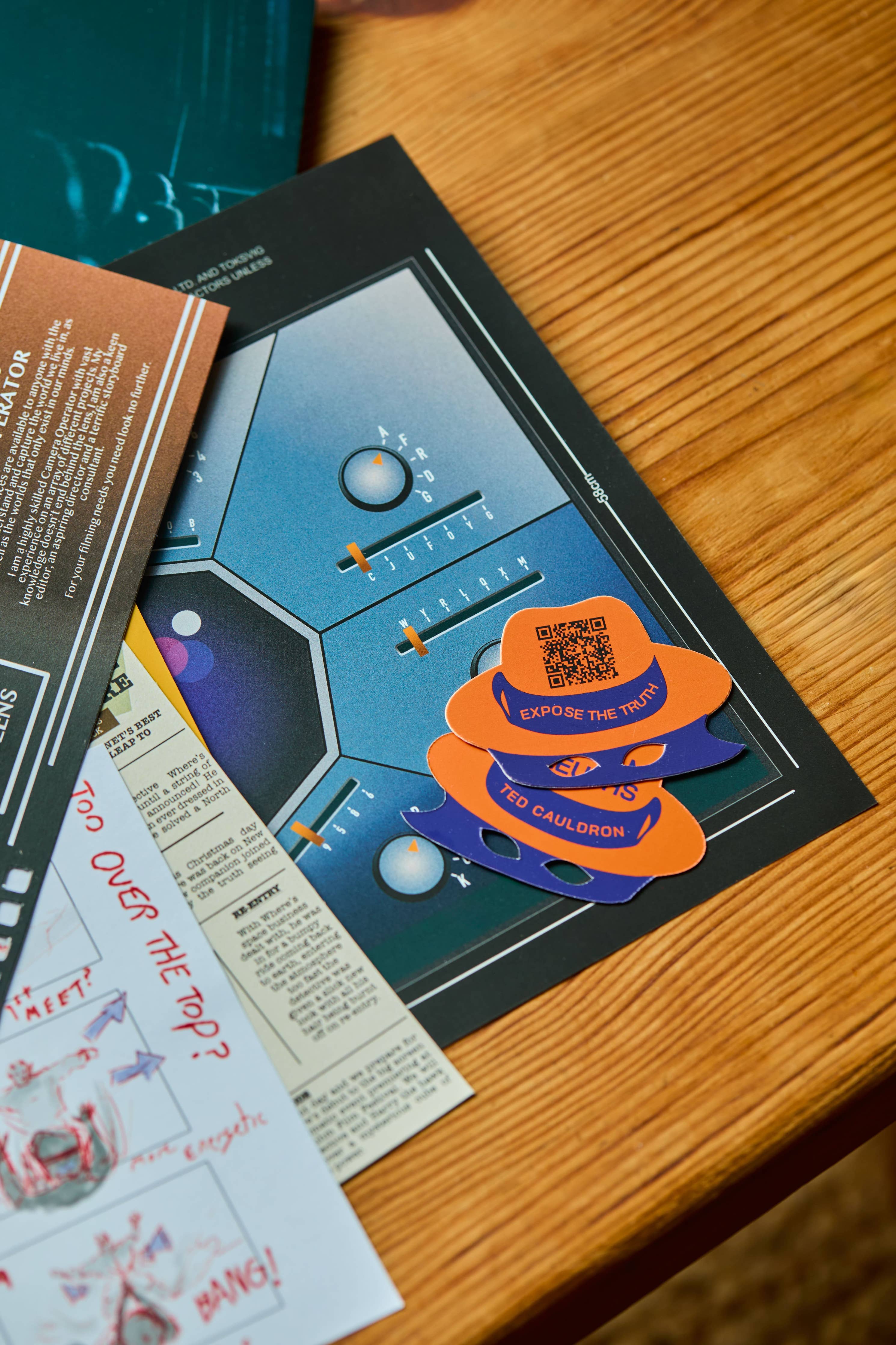The Betrayal puzzle game sheets with sliders and QR codes.