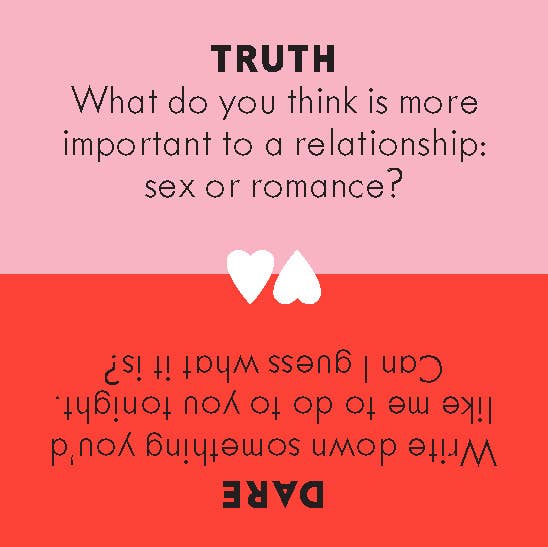 After Dinner Amusements: Truth or Dare for Couples card game focused on sex and romance questions and challenges.