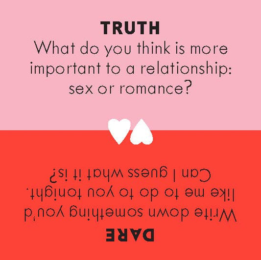 After Dinner Amusements: Truth or Dare for Couples card game focused on sex and romance questions and challenges.