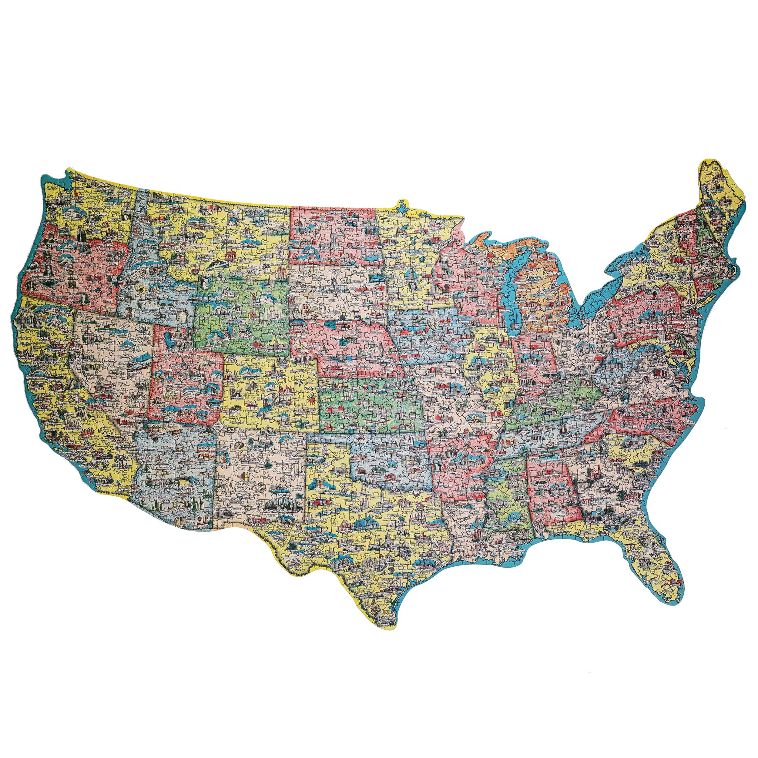 America the Wonderland Jigsaw Puzzle, 1,000 pieces; features a historical map illustration of the United States.