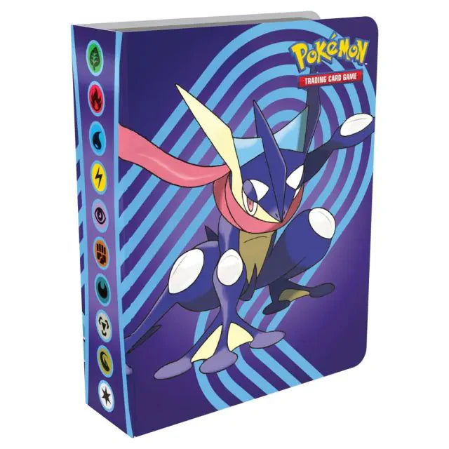 Pokemon Mini Portfolio binder featuring Greninja on a blue background and energy symbols along the spine.