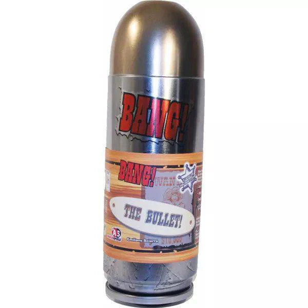 Bang: The Bullet deluxe edition in a large bullet-shaped cylinder labeled Bang: The Bullet.