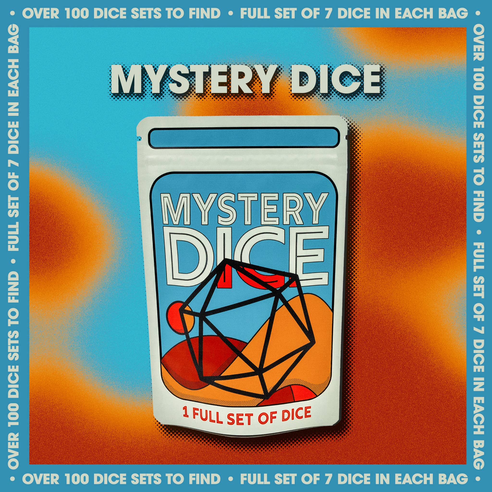 Package labeled Mystery Dice - full set of 7 Polyhedral Dice.