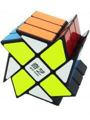 QY Speed Cube Windmill, scrambled, showing yellow, orange, blue, and red faces.