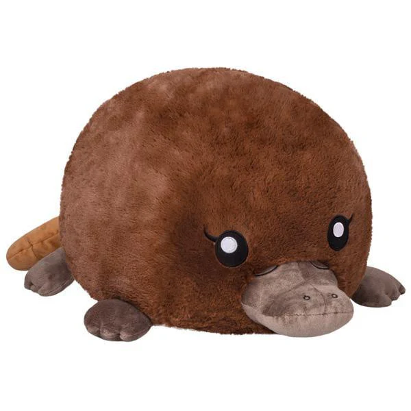 Baby Platypus 18 Squishable plush toy with brown fur, large eyes, flat bill, small feet, and soft tail.
