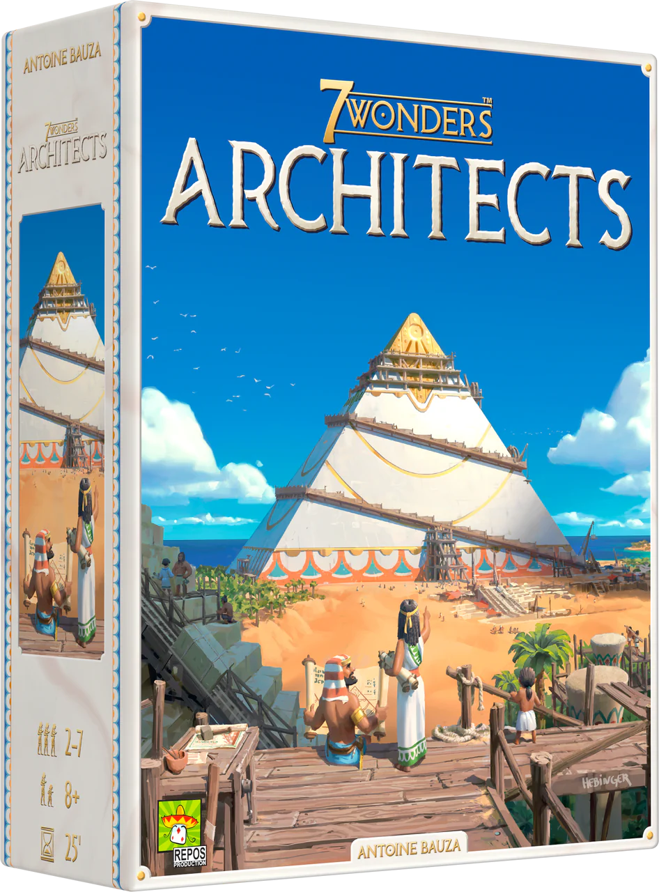 7 Wonders Architects board game box featuring step pyramid construction artwork.