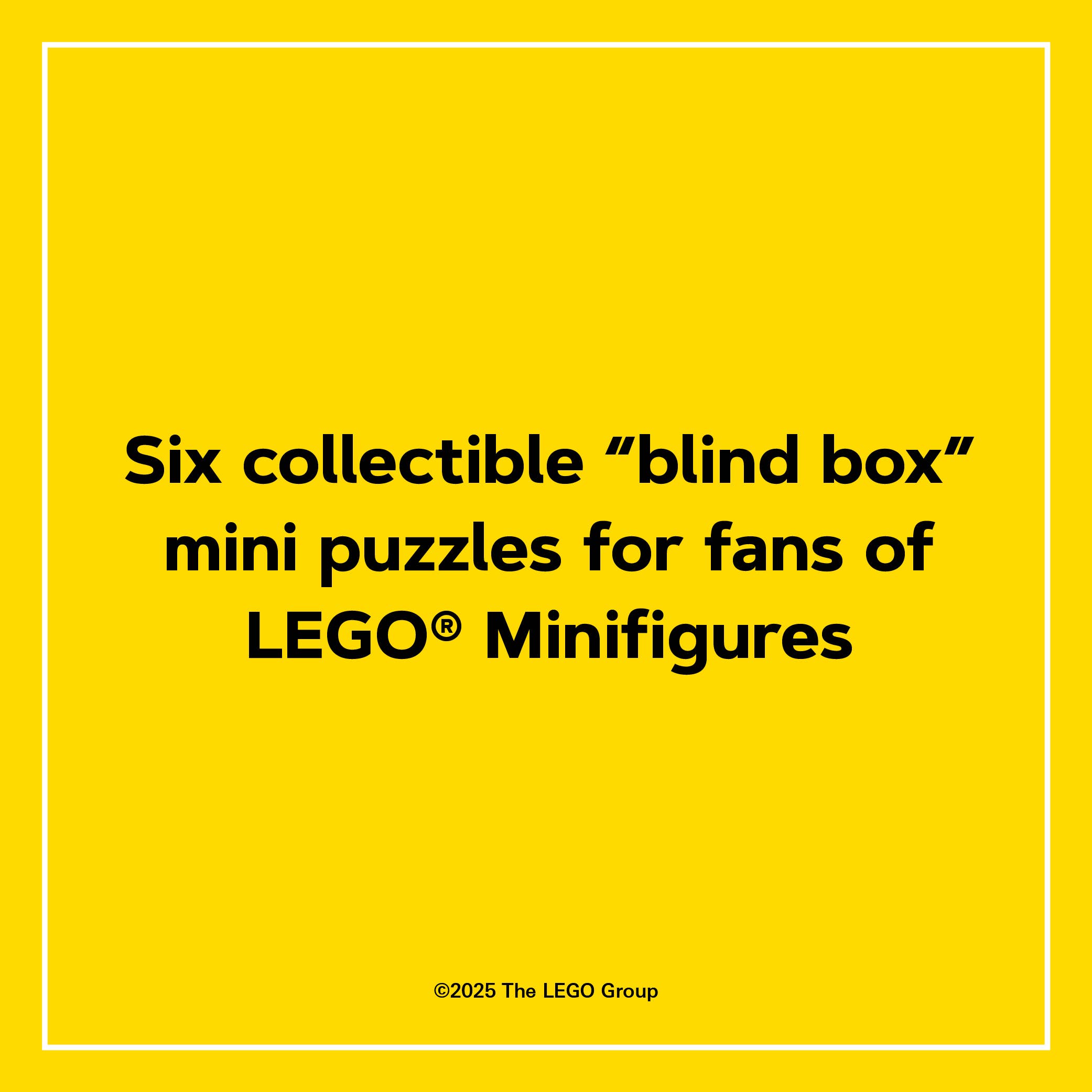LEGO Mystery Minifigure Mini Puzzle (Christmas Edition) name in black text on a yellow background.