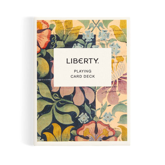 Liberty Archive Playing Card Deck featuring floral designs and LIBERTY text, inspired by Liberty of London.