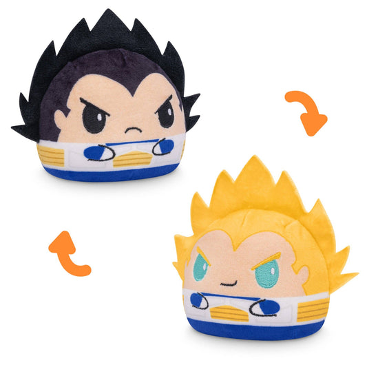 Dragon Ball Z reversible character plushie that flips between black and spiky yellow hair.