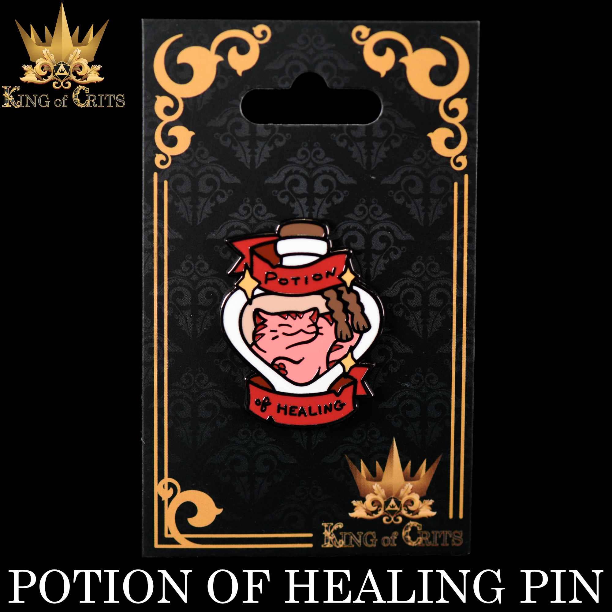 Potion of Healing enamel pin with a red vial design.
