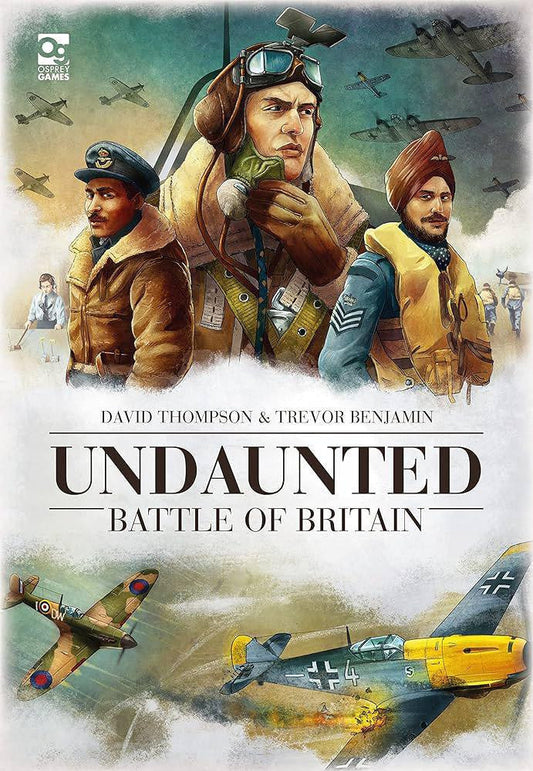 Undaunted: Battle of Britain displayed onscreen with WWII pilots in vintage planes engaging in aerial combat.