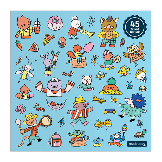 500-piece Music Festival Search & Find Family Puzzle featuring cartoon animals at a festive event.