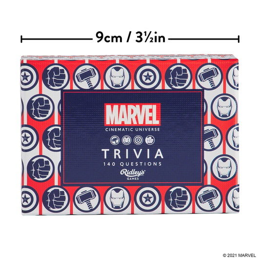 Marvel Trivia box, 9cm (3½in) wide, themed for Marvel Cinematic Universe fans.