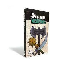 The Deck of Many Weapons 5e GM tool box featuring fantasy weapon illustrations on the front.