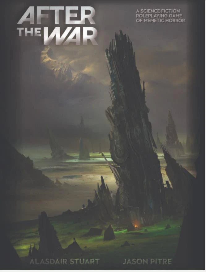 After the War RPG cover showing a dark alien landscape with jagged spires and cloudy skies.