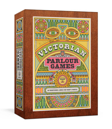 Victorian Parlour Games boxed set with ornate patterns and a sun illustration on the packaging.