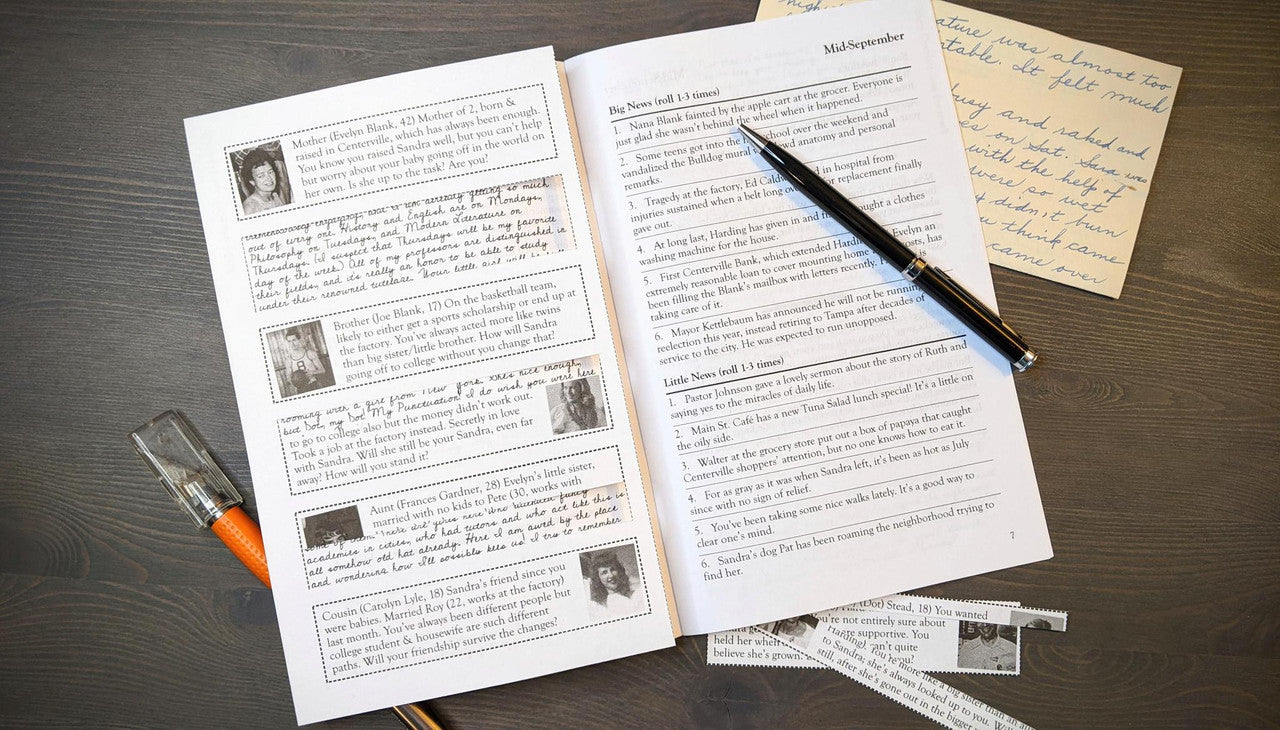 Letters to Sandra solo letter-writing game involving pen, pencil, and ruler. Explores communication and betrayal themes.