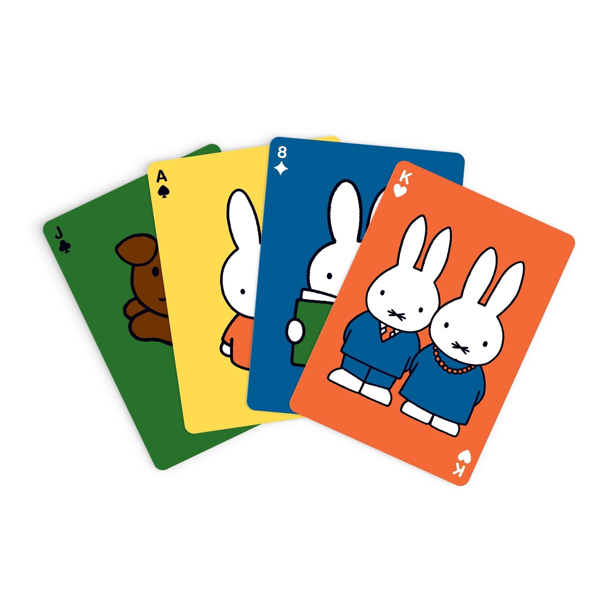 Miffy Playing Card Deck with four cartoon animals: a bear and three rabbits.