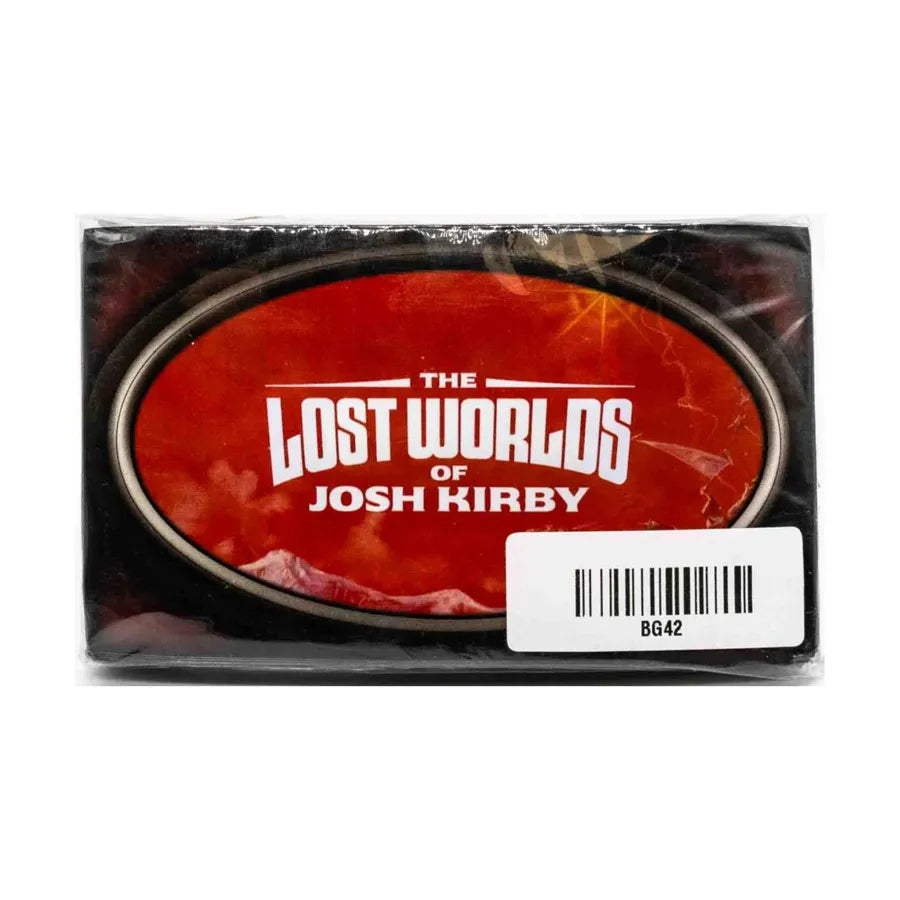 The Lost Worlds Of Josh Kirby Tarot Card Sleeves in plastic packaging with oval badge and barcode on red background.