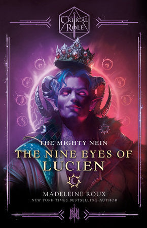 Cover of Critical Role: The Nine Eyes of Lucien featuring a crowned, purple-skinned figure on a red background.