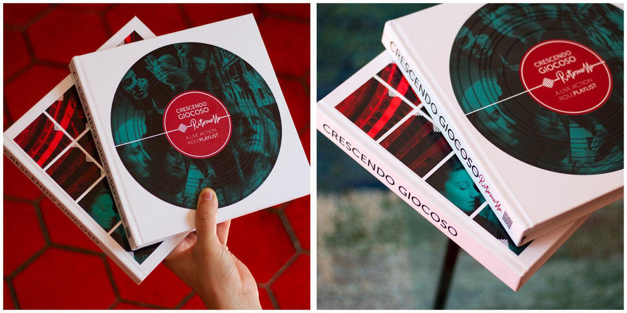 Crescendo Giocoso product held by two hands, designed to resemble a vinyl record.
