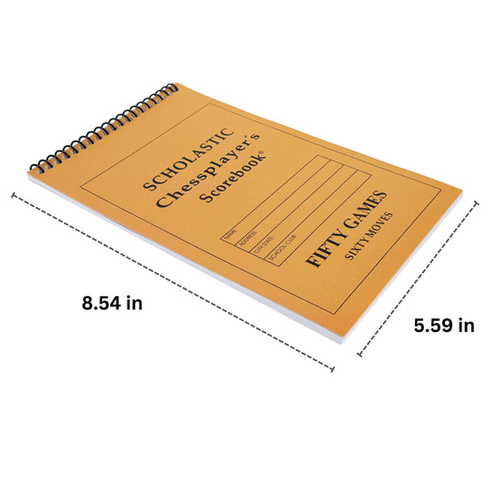 WE Games Ultimate Chess Players Scorebook, spiral bound, 8.54 x 5.59 inches, for chess notation.