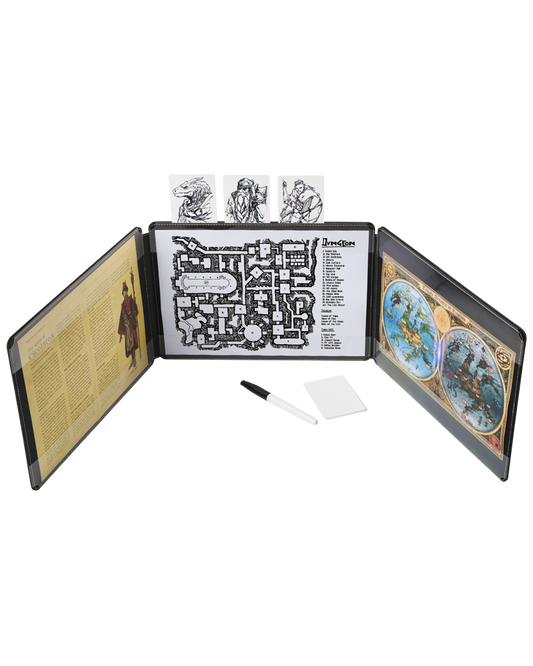 GM Screen Dragon Shield with maps, artwork, reference sheets, initiative tracker, marker, and blank cards included.
