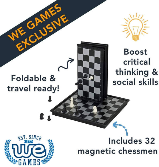 The Magnetic Chess Set - 8 inches, open and upright.