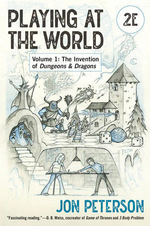 Playing at the World 2e Volume 1 book cover featuring fantasy characters and medieval scenes in blue and gray tones.