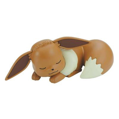 Bandai Pokémon Model Kit Quick Sleeping Eevee figure, small, brown, with large ears and bushy tail.