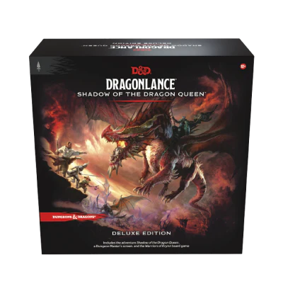 Dragonlance: Shadow of the Dragon Queen [Deluxe] box cover with dragon battle artwork.