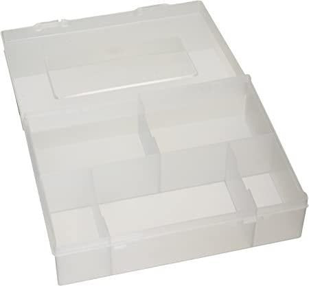 KMC 1000 count clear plastic card box with compartments for card sleeves, for collectible card games.