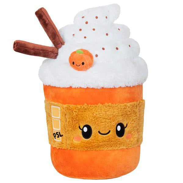 Comfort Food Pumpkin Spice Latte plush with a smiling face, whipped cream, and cinnamon sticks on top.